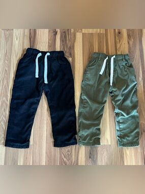 Little Bipsy Corduroy Pants - Black & Olive